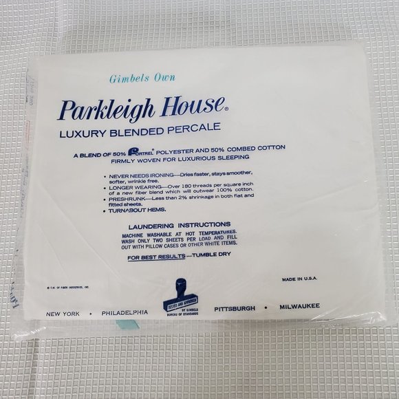 NOS VTG Gimbels Parkleigh House Luxury Percale Sheet Permanent Press 81 x 104 - Picture 2 of 2